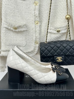 Chanel Women's Quilted Lambskin Leather Pumps White