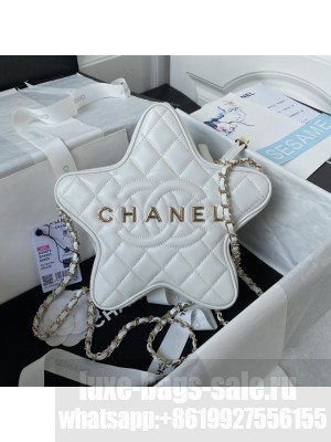 Chanel 24C Star Handbag - Lambskin & Gold-Tone Metal AS4579 White