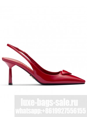 Prada Women's Brushed Leather Slingback Pumps 1I901M Red