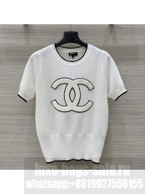 Chanel Knit Top with Maxi CC White 2025