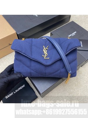 SAINT LAURENT LOULOU SMALL CHAIN BAG IN  CANVAS 620333 BLUE