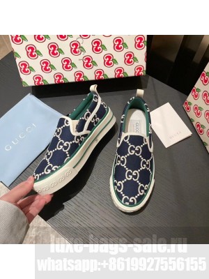 Gucci 1977 Slide On Sneakers Spring/Summer 2021 Collection, Navy Blue