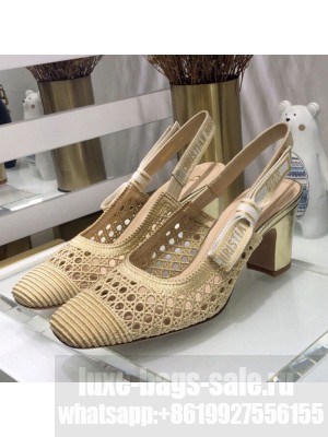 Dior x Moi Slingback Pumps 6.5cm in Gold Cannage Embroidered Mesh Spring/Summer 2021 Collection