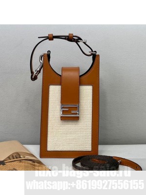 Fendi Canvas Phone Holder Mini Bag Beige  2021 Collection
