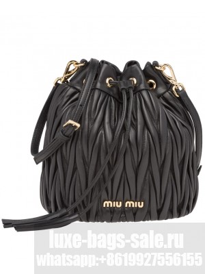 Miumiu Matelasse Leather Bucket Bag 5BE014 Black