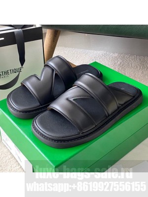 Bottega Veneta Band Cross Flat Sandals Black  2021 Collection