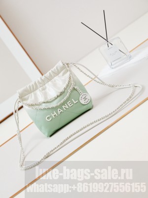 CHANEL 22 MINI HANDBAG AS3980 White & Light green