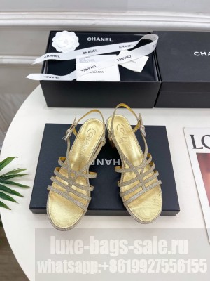 Chanel Block 5cm Heel Roman Sandals gold 2025