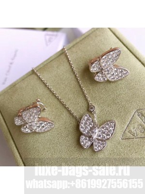 Van Cleef & Arpels Crystal Butterfly Necklace and Earrings 16 Silver 2020 Collection