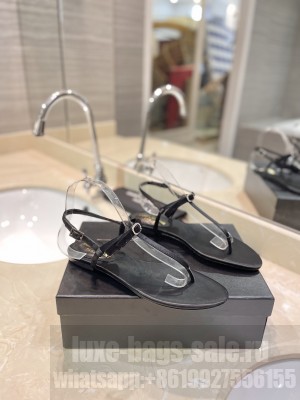 Saint Laurent Crystal Flat Thong Sandals 04