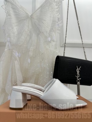 Miu Miu Lambskin 4.5CM Flat Slide Mule White