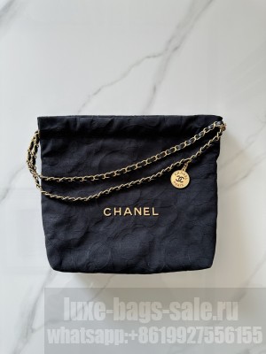 Chanel 22 Shopping Bag AS3261 in Camellia Velvet Black 2023