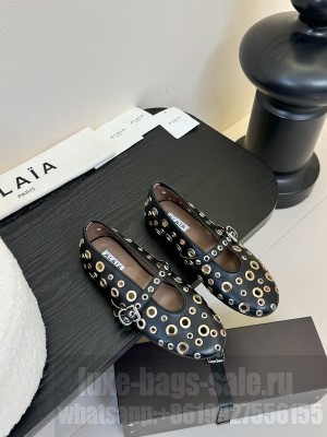 Alaïa BALLET FLATS IN VIENNE LAMBSKIN WITH EYELETS BLACK/GOLD