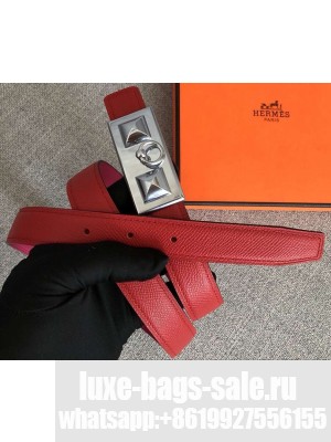 Hermes Width 2.5cm Collier De Chien Buckle Belt Red/Silver