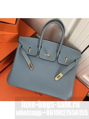 Hermes Birkin 25cm Bag Baby Blue in Togo Leather With Gold Hardware