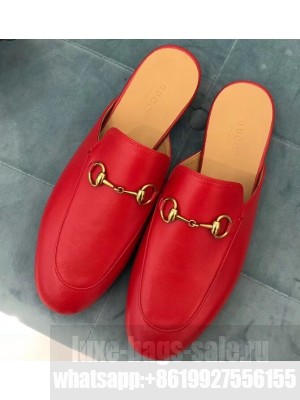Gucci Women's Princetown Horsebit Slipper Leather Red