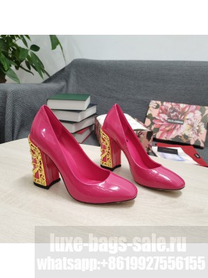 DOLCE & GABBANA LOGO HEEL 10.5CM PATENT LEATHER PUMPS 2022 FUCHSIA
