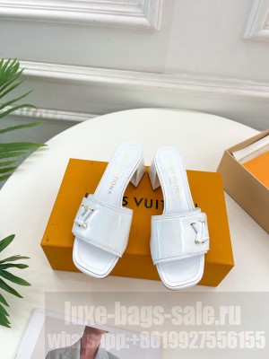 Louis Vuitton Shake Slide Sandals 5.5cm in White Patent Leather with LV Twist 2023 012