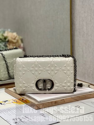 MEDIUM DIOR CARO BAG Cannage Calfskin with Diamond Motif M9242UW white&black