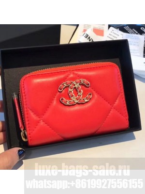 Chanel 19 Goatskin Zipped Coin Purse AP0949 Orange Red 2019 Collection