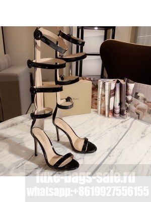 Gianvito Rossi classic gladiator Heel 10.5 CM Pantent Leather straps buckles Boot Spring/Summer 2021 Collection Black