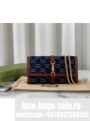 Gucci Jackie 1961 chain wallet denim 652681 blue