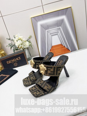 Versace x Fendi 11cm Fendace FF Fabric Slide Sandals 2022 Collection 019