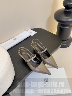 TOTEME Sharp lambskin slingbacks gray