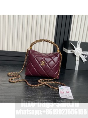 Chanel Shiny Lambskin & Gold-Tone Metal AP4189 Burgundy
