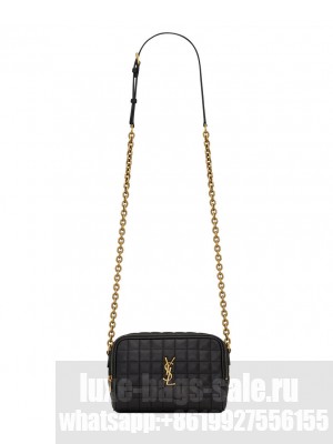 Saint Laurent Cassandre Matelasse Carre Camera Bag In Lambskin Black