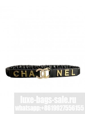 Chanel Stretch Sheepskin Leather Belt Black