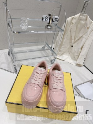 Fendi Fashion Show Low-top Platform Sneakers 7cm in Pink Brushed Leather