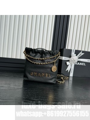CHANEL 22 MINI HANDBAG Grained Calfskin AS3980 black
