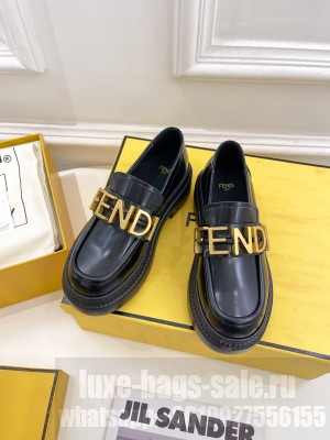 FENDI Fendigraphy Black leather loafers