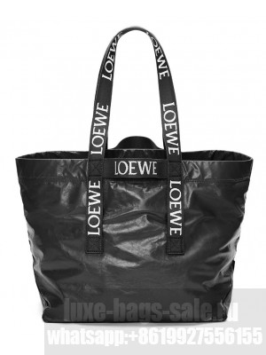 Loewe Paper patterned cowhide Fold Shopper handbag Black