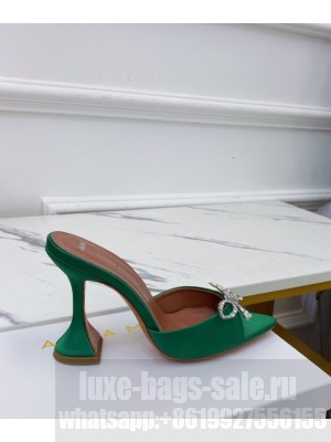 Amina Muaddi                                                                                        Rosie Crystal-Embellished Satin Mules green
