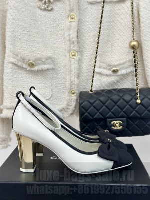 Chanel Women's Chain Around with Bow and Ankle Strap Beige Pump