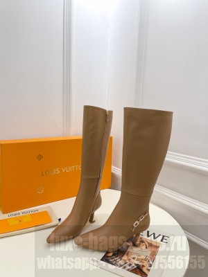 Louis Vuitton Sparkle Heel High Boots 6.5cm in Leather Beige 2023
