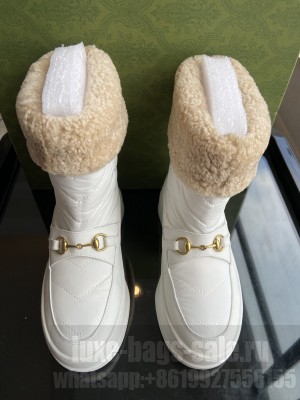 Gucci Shearling and Nylon Snow Boots white
