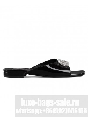 Gucci Women's Double G Slide Sandal 771586 Black