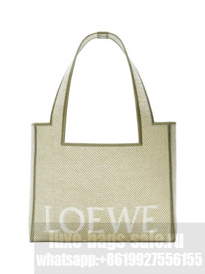 Loewe Small Font Tote In Jacquard Canvas Gray