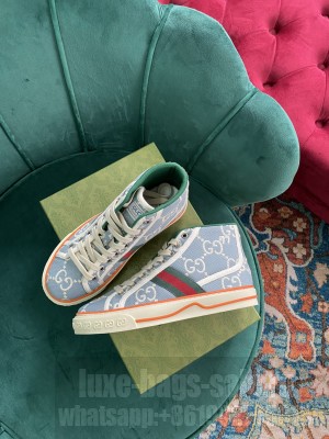 Gucci Unisex Tennis 1977 GG Multicolor high-top Sky Blue Sneaker 2021 Collection