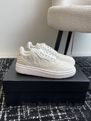 Alexander Wang Unisex puff pebble leather sneaker with logo White