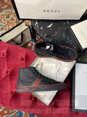 Gucci Unisex Tennis 1977 GG Multicolor high-top Sneaker Black 2021 Collection