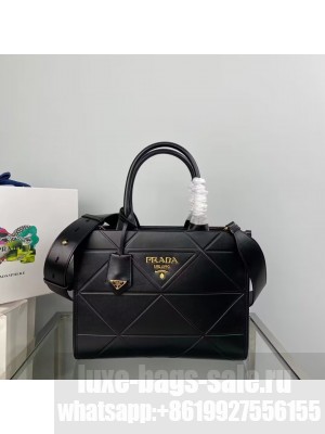 Small leather Prada Symbole bag with topstitching 1HH039 black