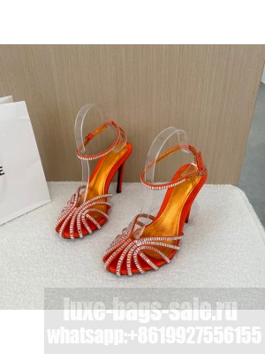 Alevi Milano PENELOPE Satin sandal completely covered with baguette crystals Orange