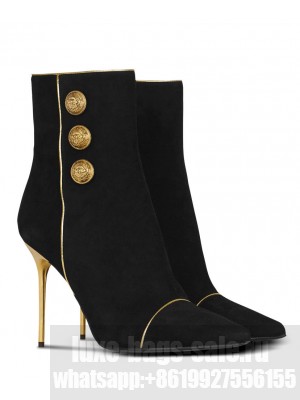 Balmain Women's Suede Roni Ankle Boots Black