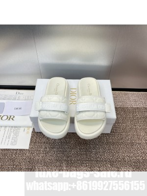Dioriviera Dio(r)evolution Slide Deep White Quilted Cannage Leather-Effect Fabric