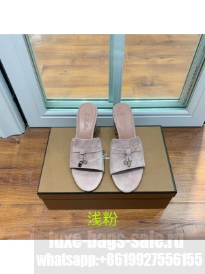 Loro Piana Summer Charms Sandal Suede Goatskin 2022 Collection,Light pink
