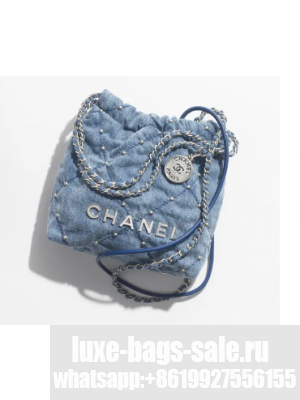 CHANEL 22 MINI HANDBAG AS3980 Denim Blue